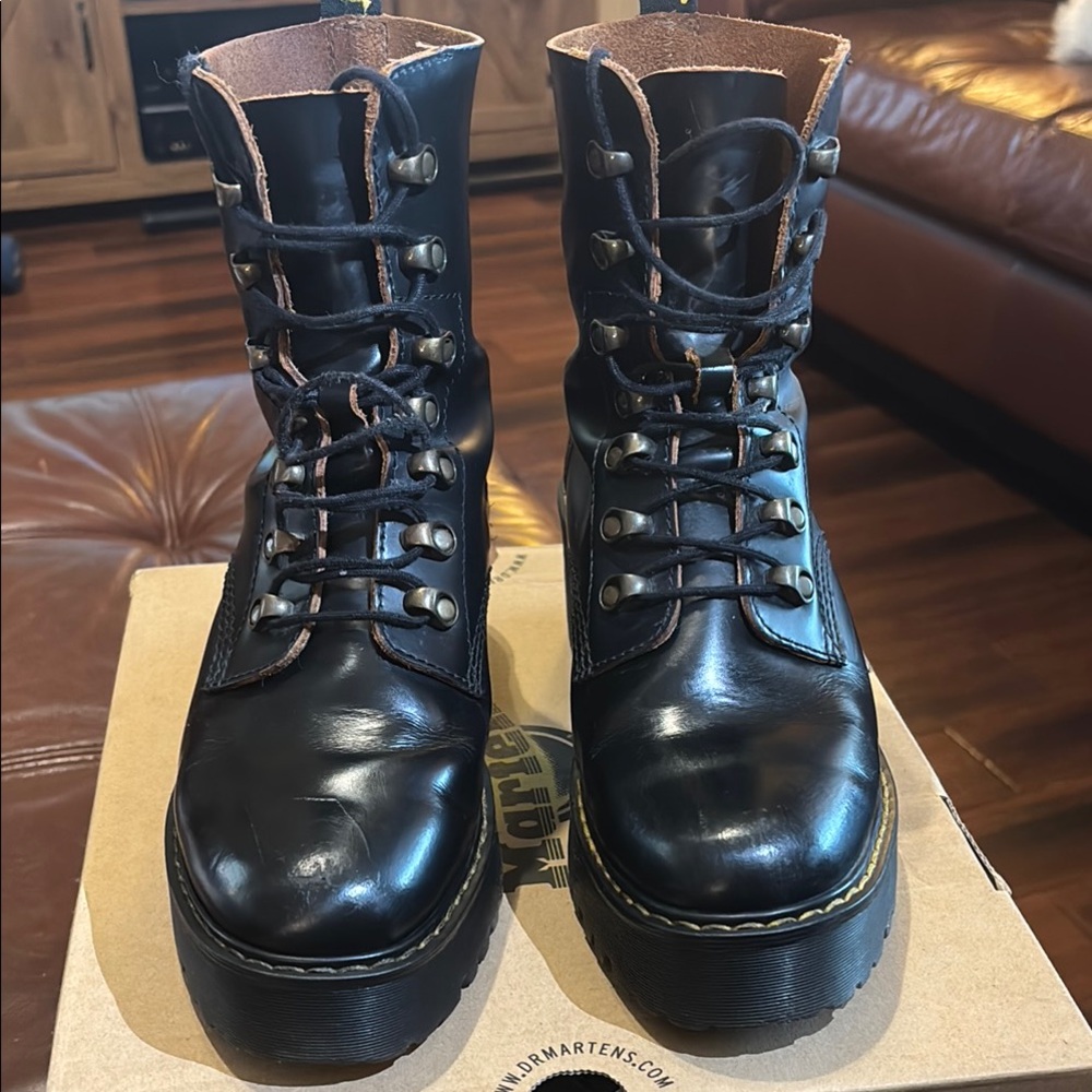 Dr. Martens Black Leather Leonas Boots
